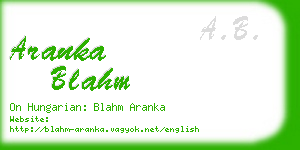 aranka blahm business card